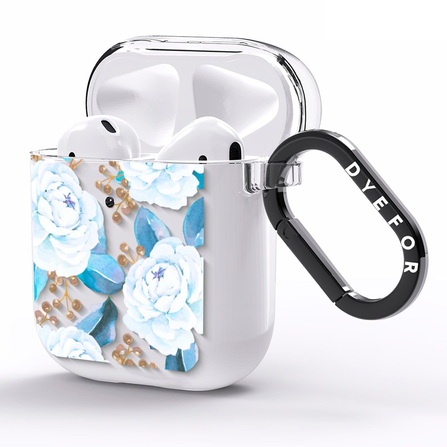 White Peonies AirPods Clear Case Side Image