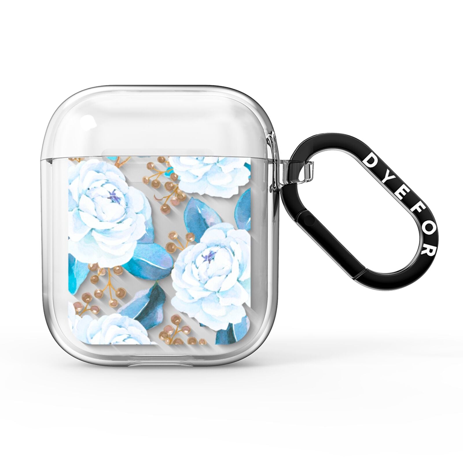 White Peonies AirPods Clear Case