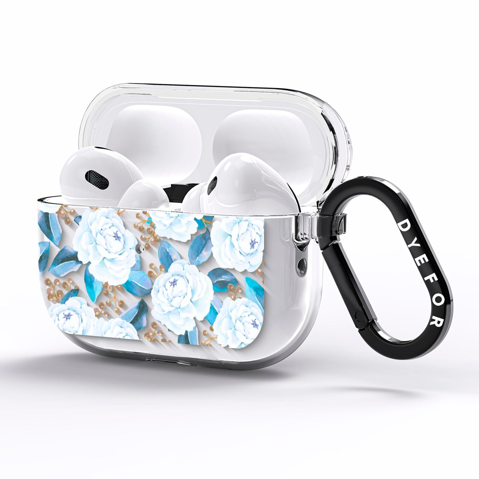 White Peonies AirPods Pro Clear Case Side Image