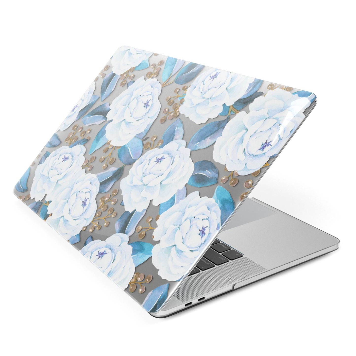 White Peonies Apple MacBook Case Side View