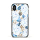 White Peonies Apple iPhone Xs Impact Case Black Edge on Silver Phone