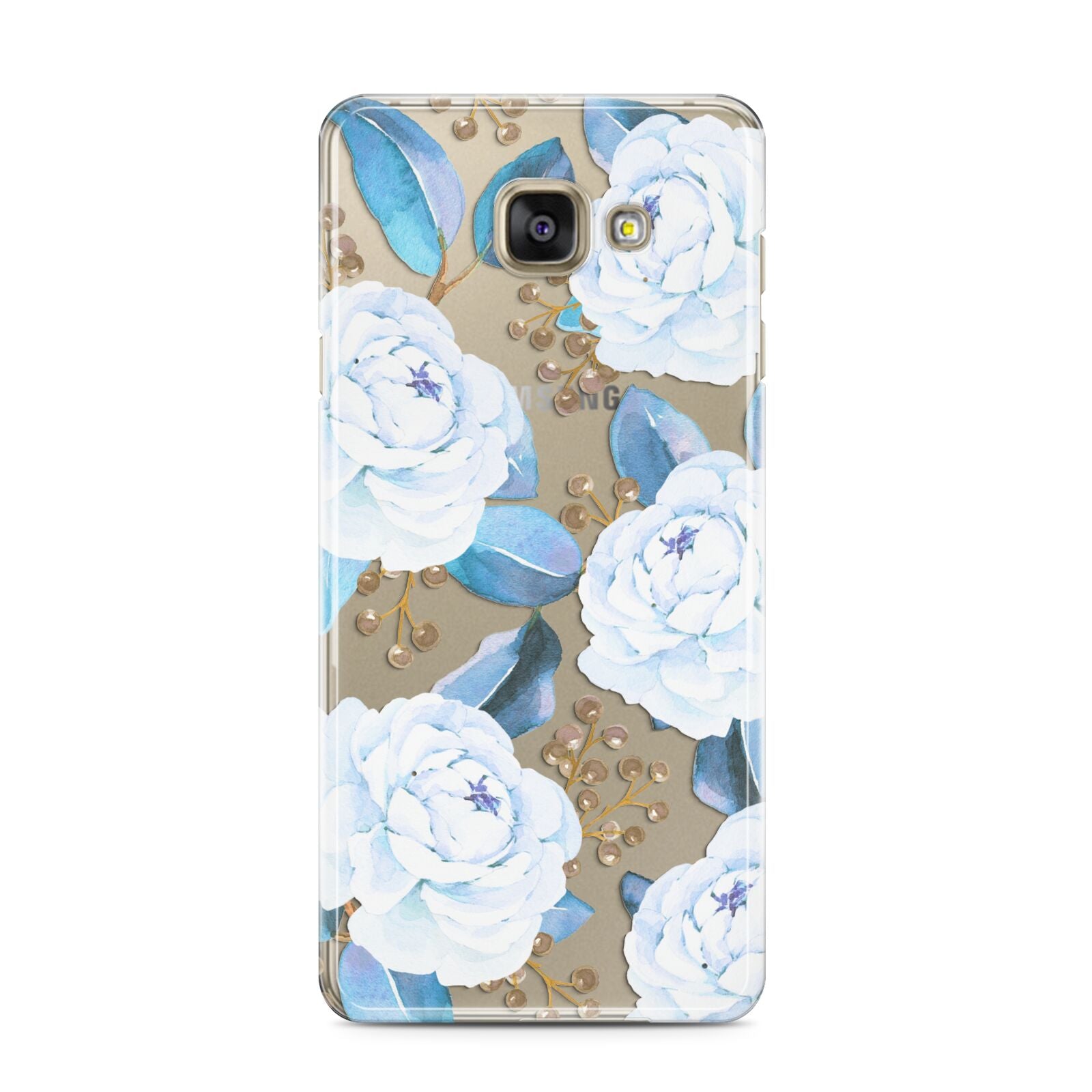 White Peonies Samsung Galaxy A3 2016 Case on gold phone