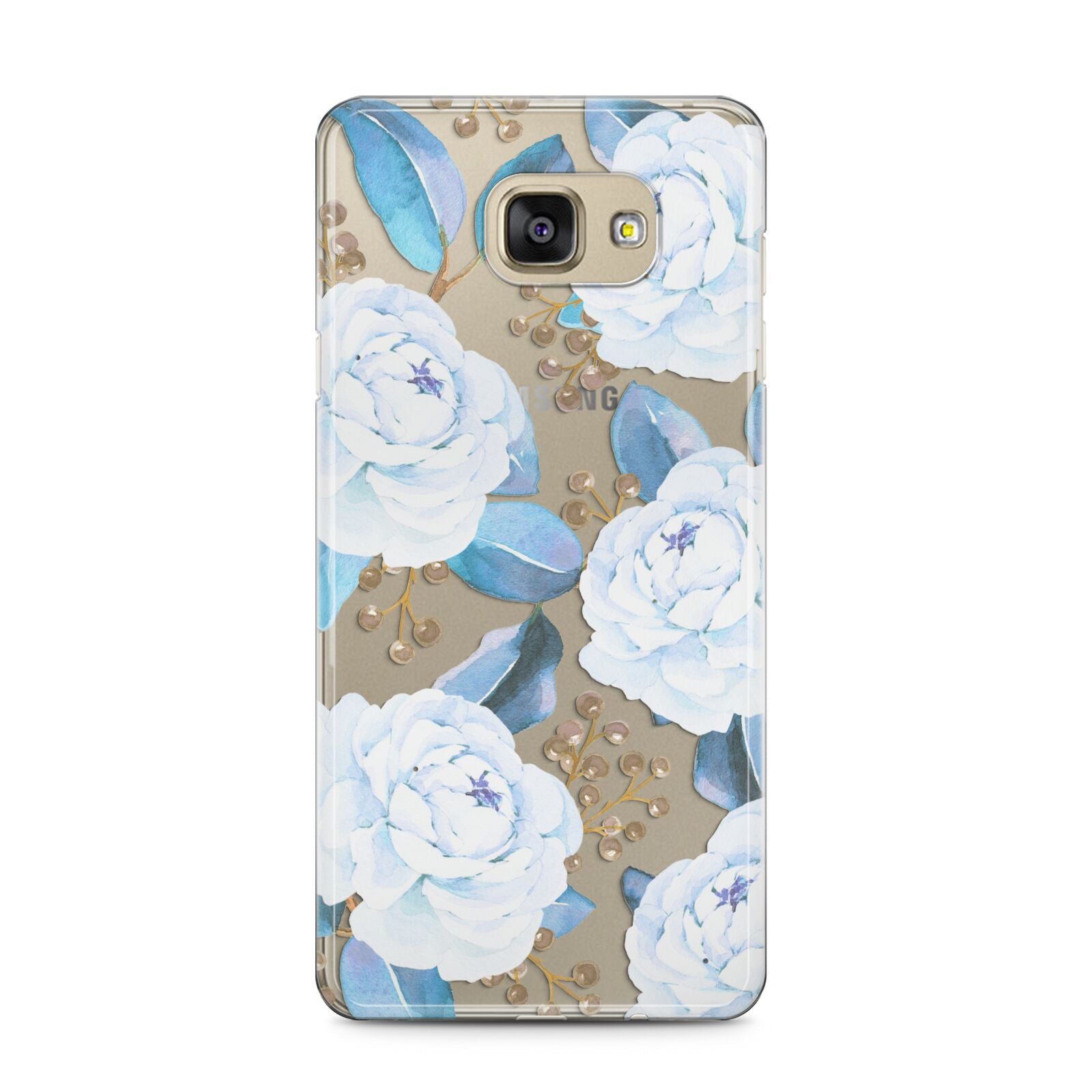 White Peonies Samsung Galaxy A5 2016 Case on gold phone
