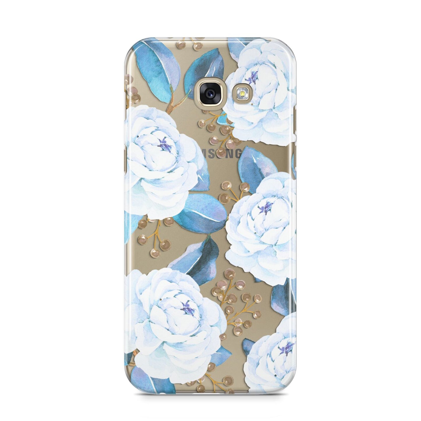 White Peonies Samsung Galaxy A5 2017 Case on gold phone