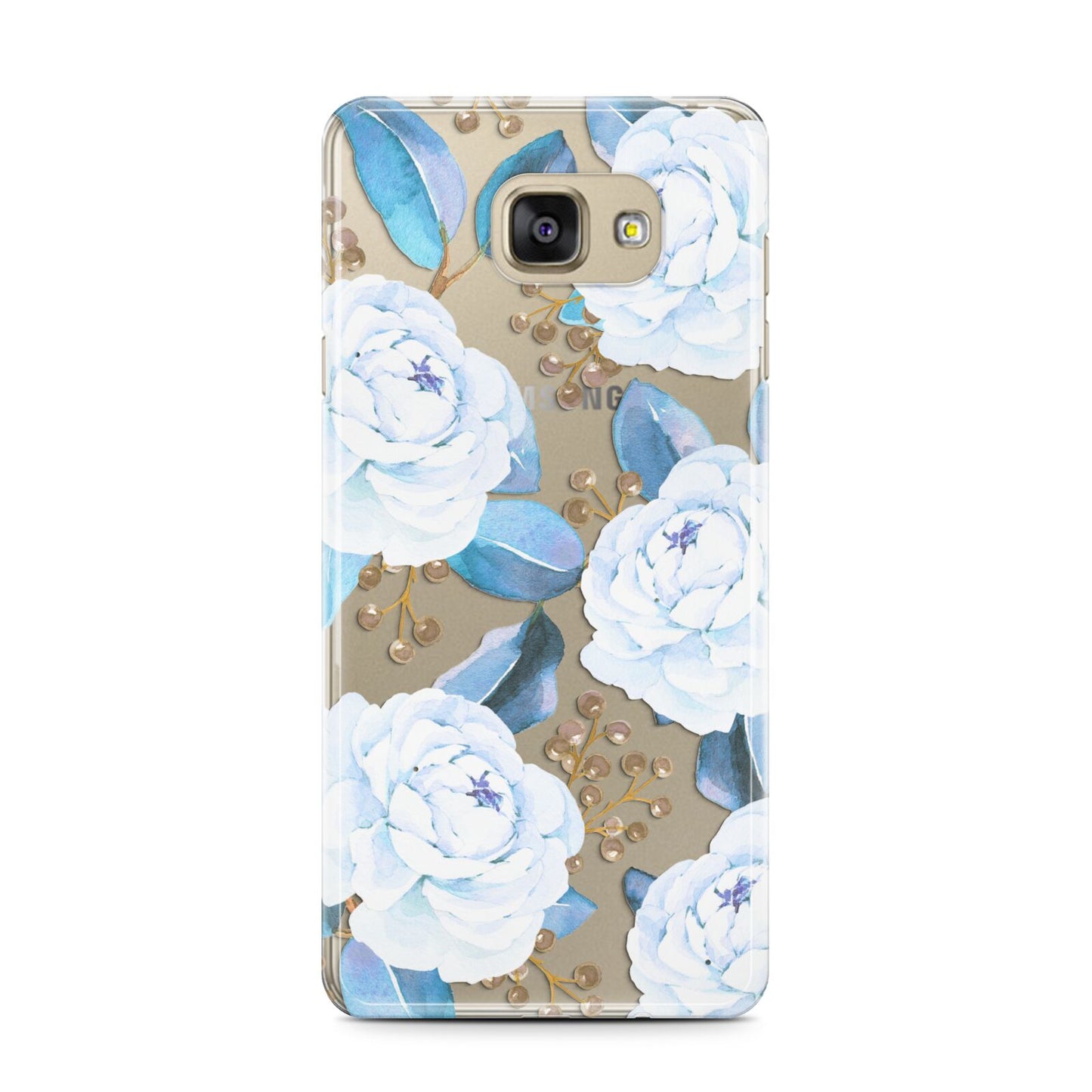 White Peonies Samsung Galaxy A7 2016 Case on gold phone