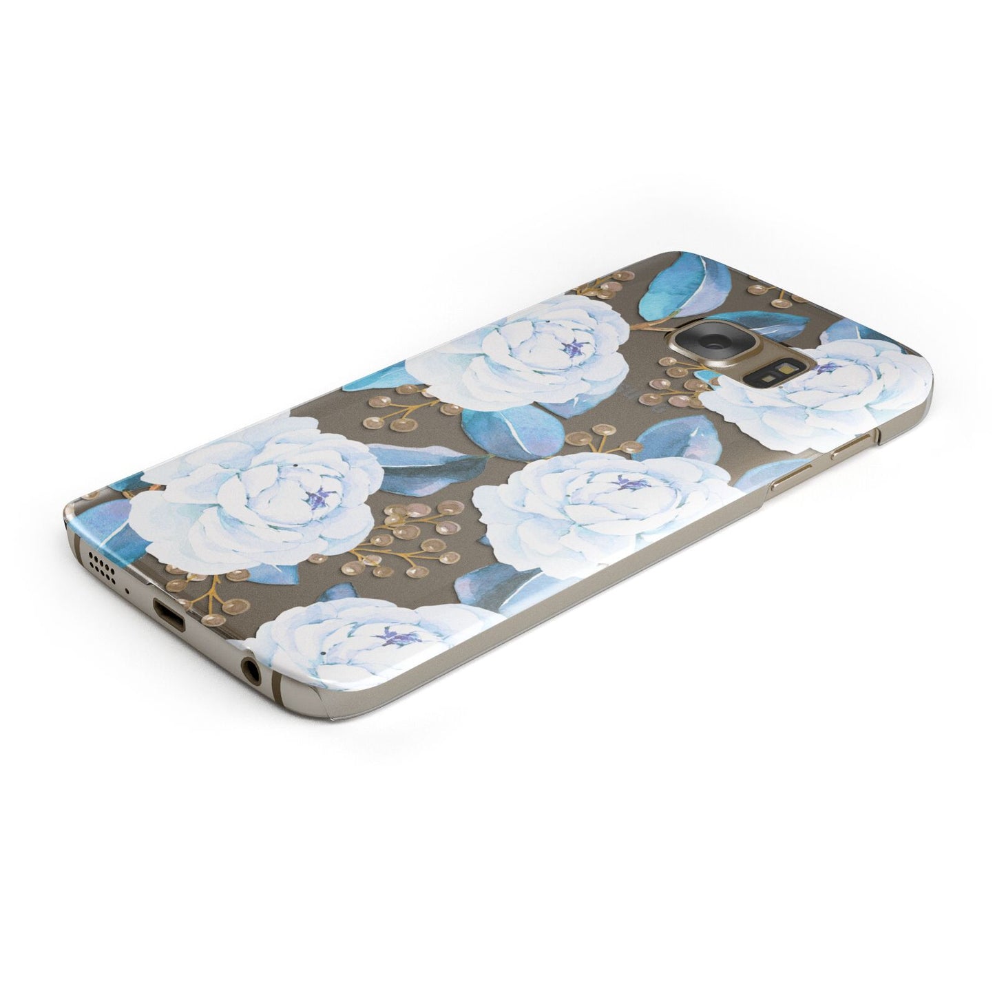 White Peonies Samsung Galaxy Case Bottom Cutout