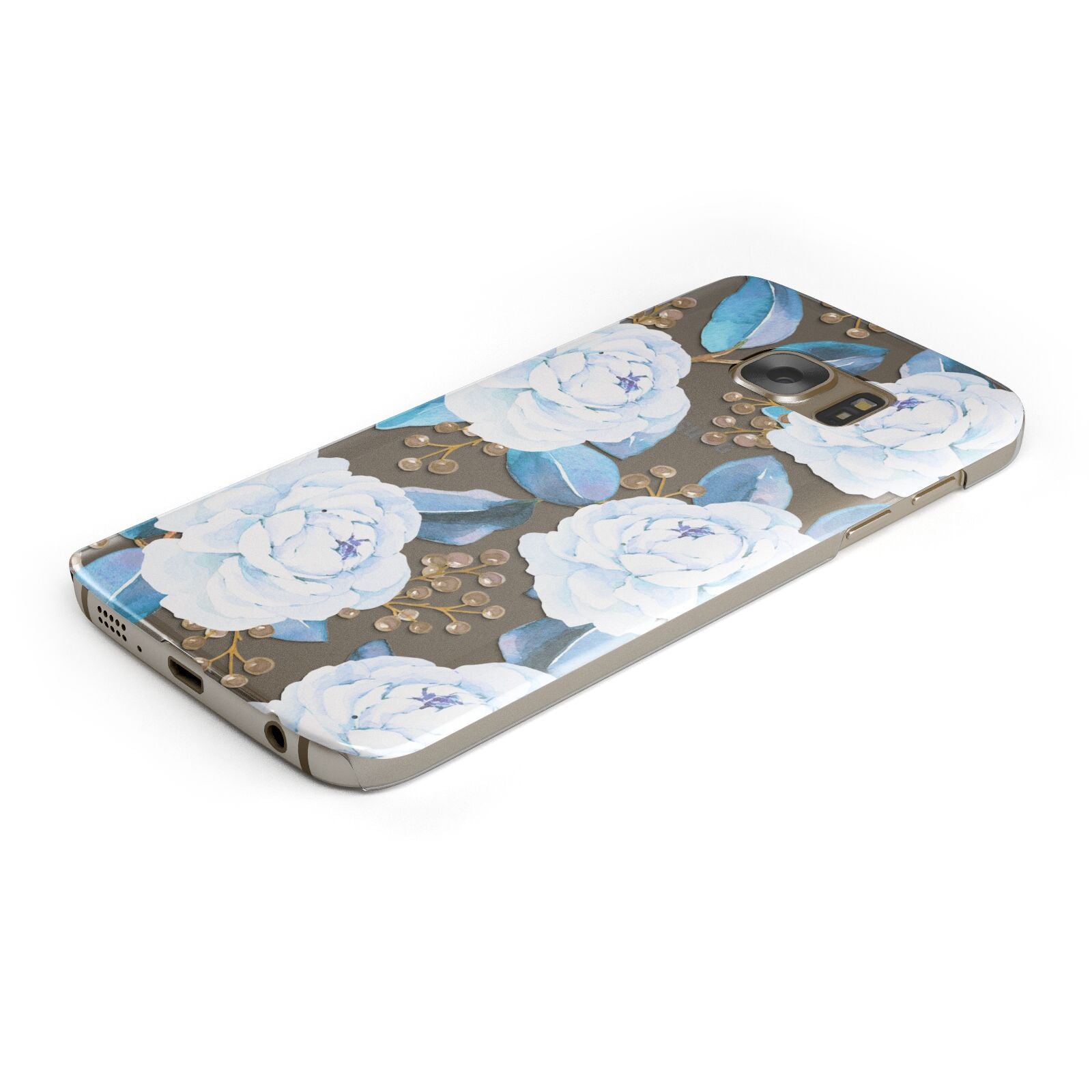 White Peonies Samsung Galaxy Case Bottom Cutout