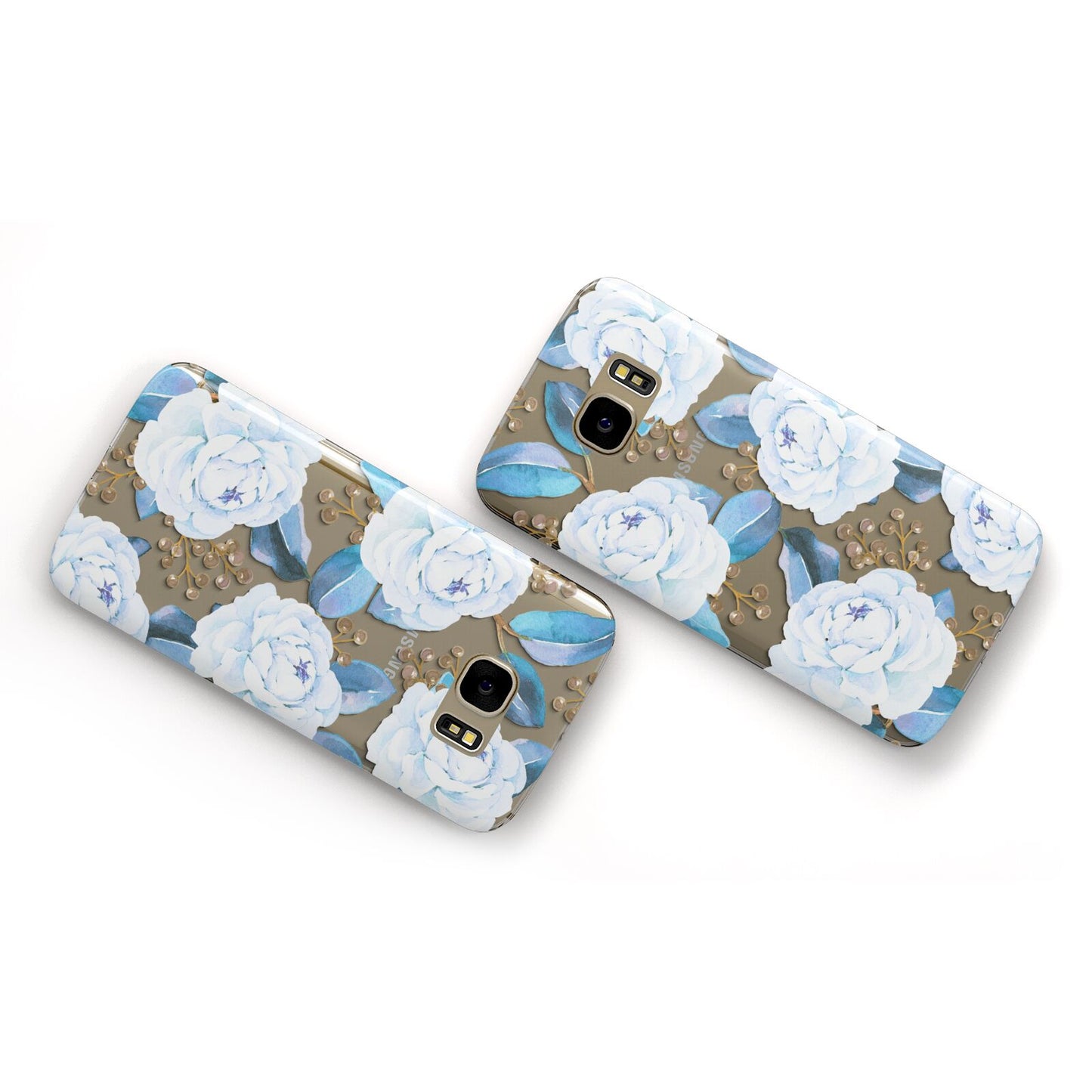 White Peonies Samsung Galaxy Case Flat Overview