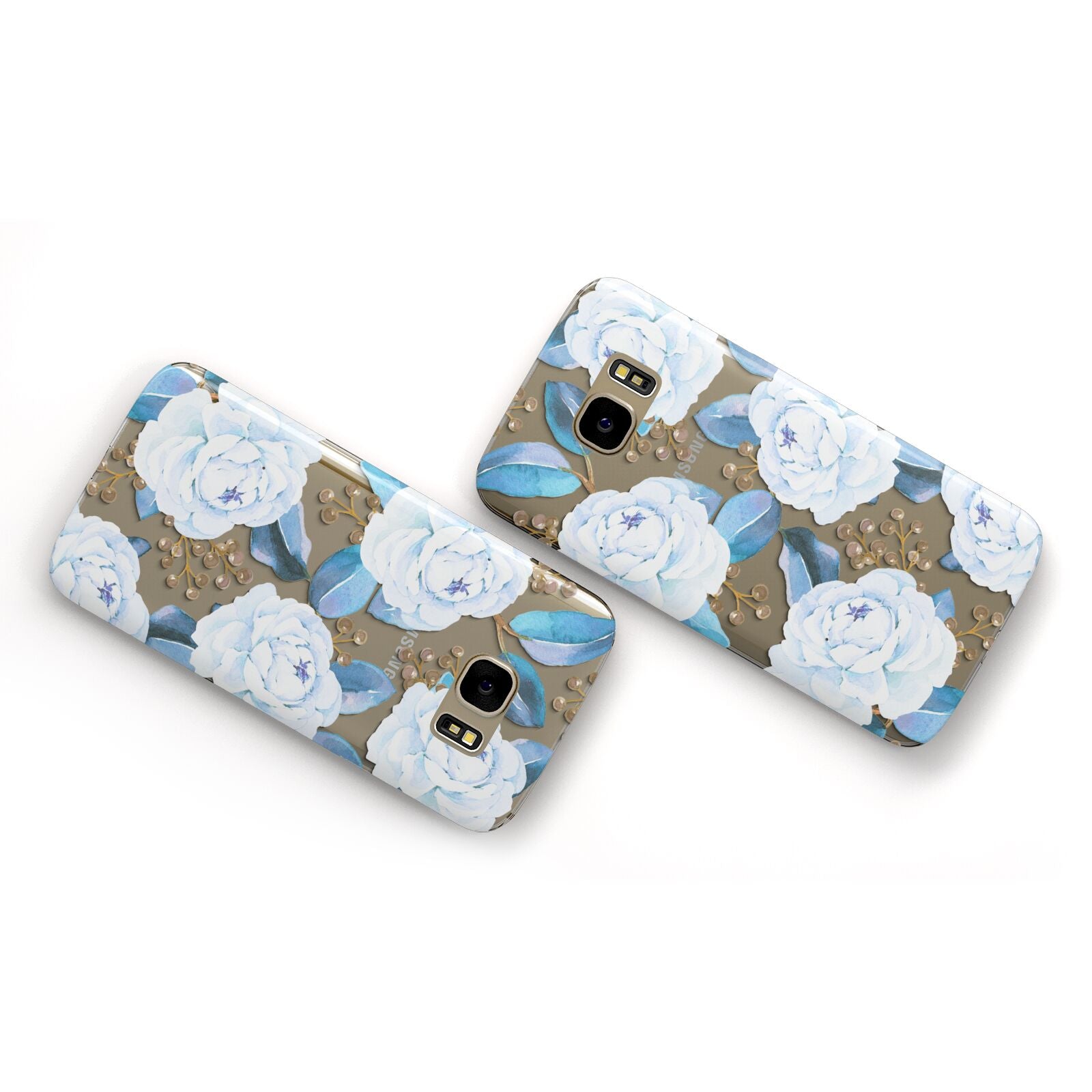 White Peonies Samsung Galaxy Case Flat Overview