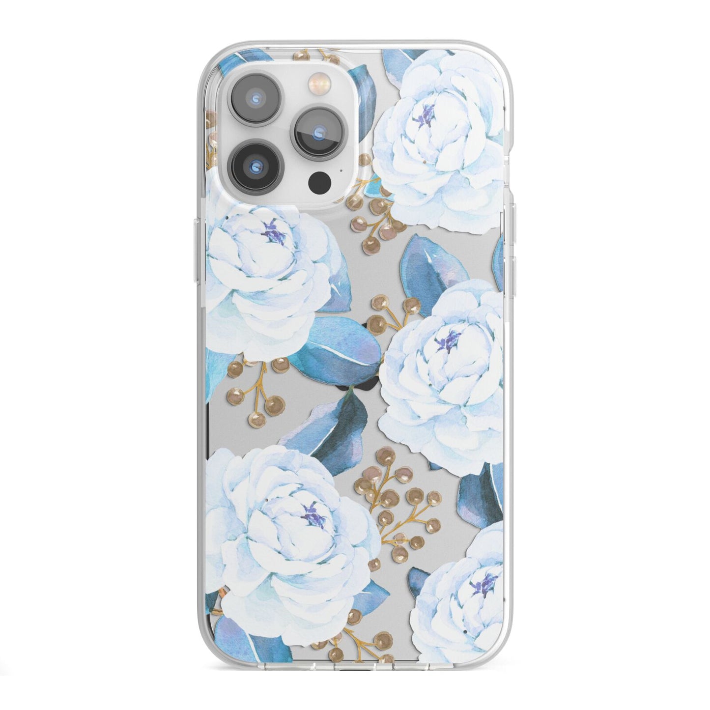 White Peonies iPhone 13 Pro Max TPU Impact Case with White Edges