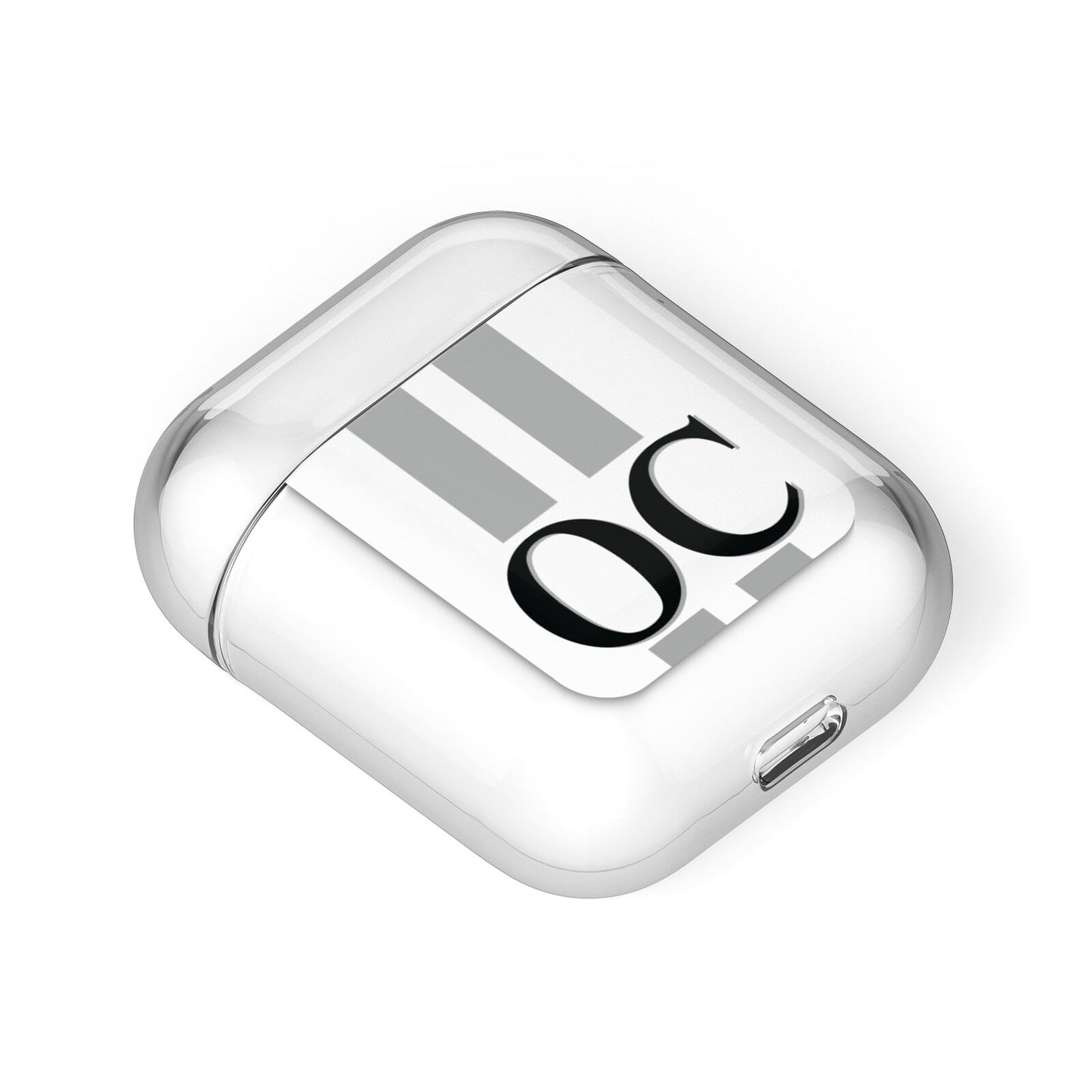 White Personalised Initials AirPods Case Laid Flat