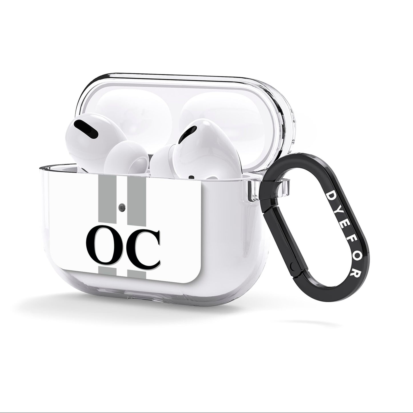 White Personalised Initials AirPods Clear Case 3rd Gen Side Image