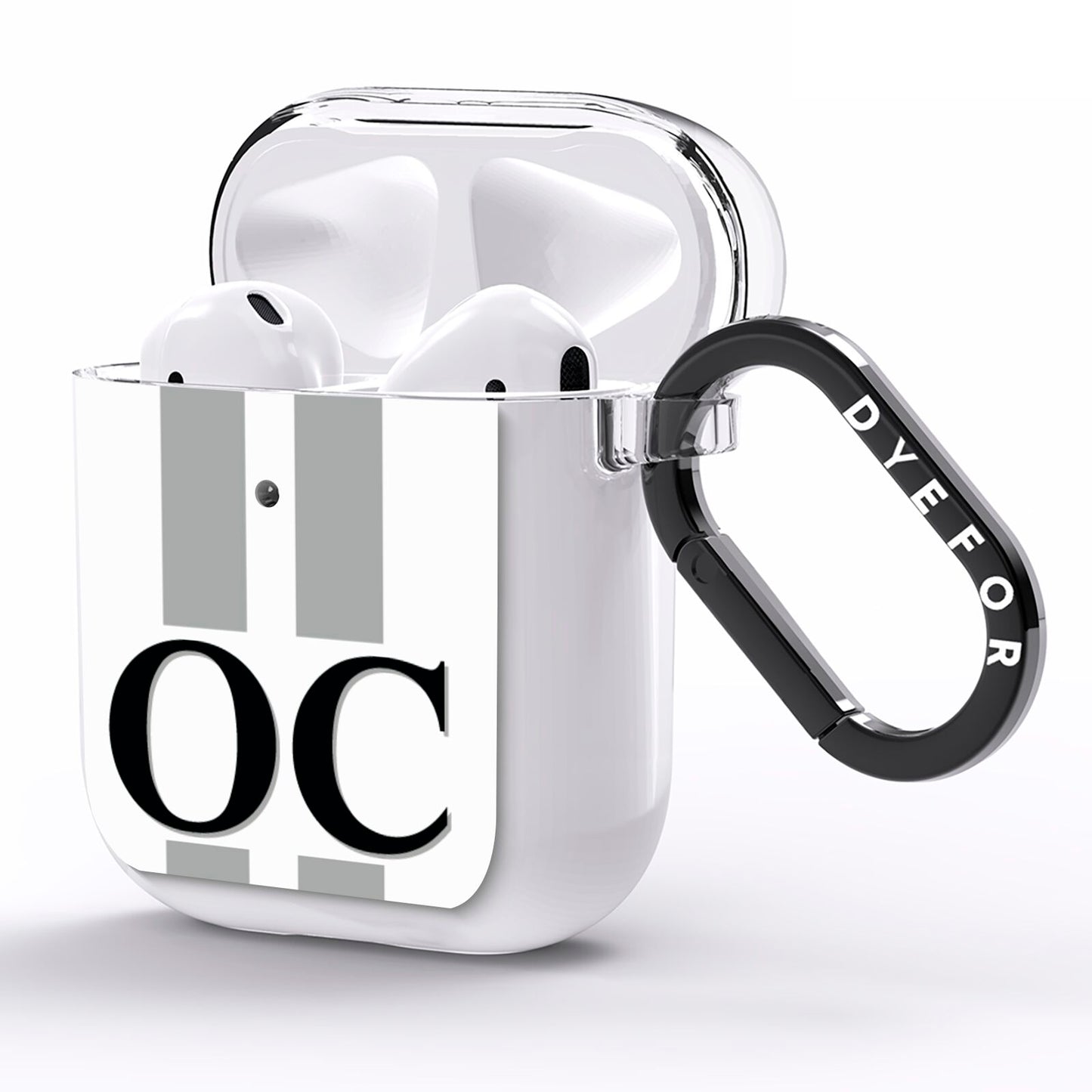 White Personalised Initials AirPods Clear Case Side Image