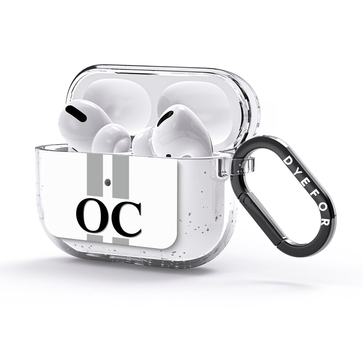 White Personalised Initials AirPods Glitter Case 3rd Gen Side Image