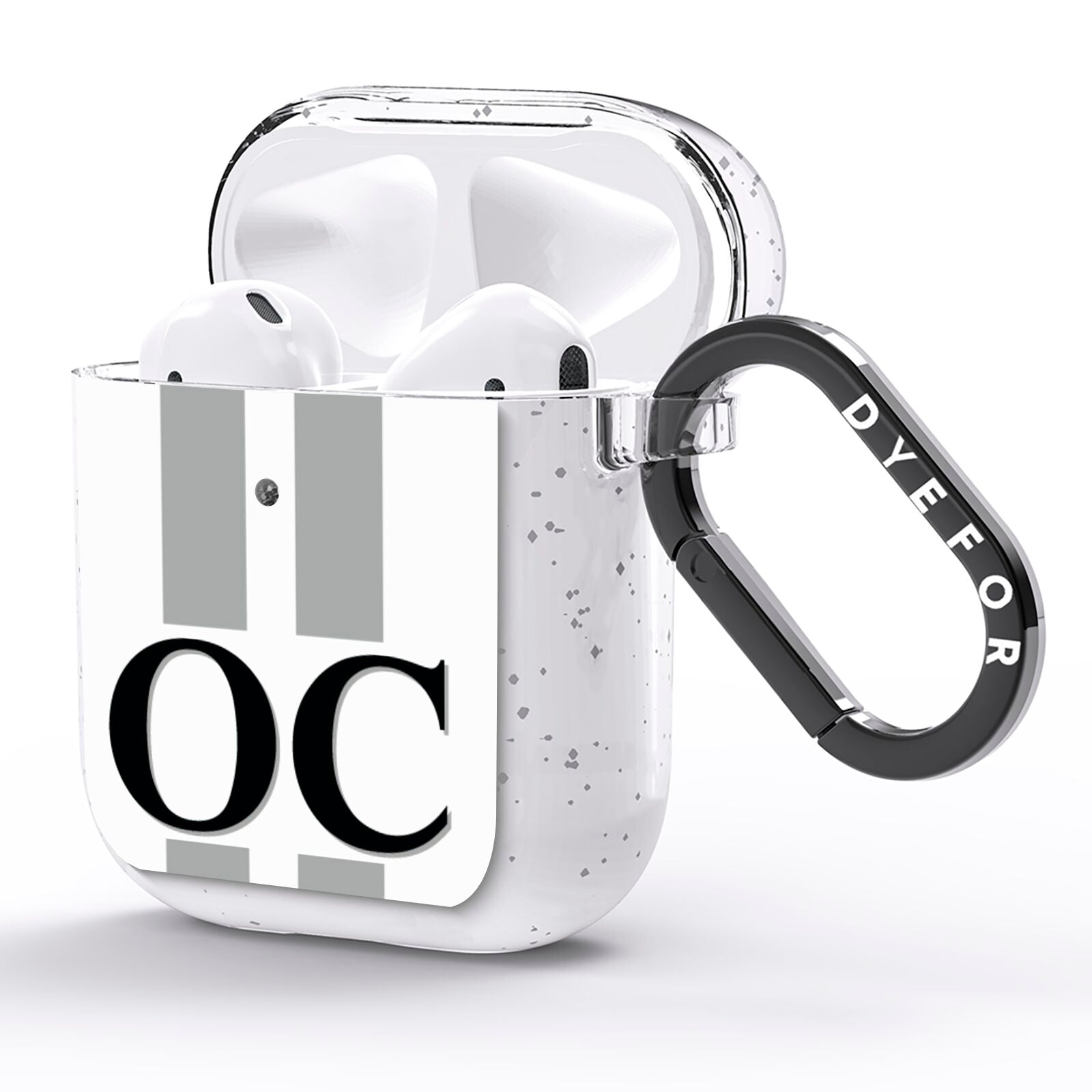 White Personalised Initials AirPods Glitter Case Side Image
