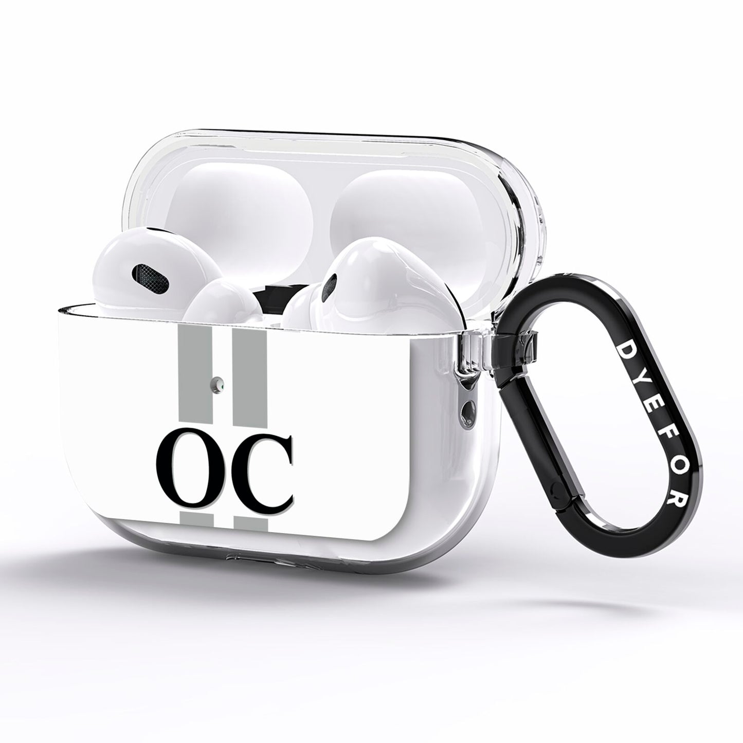 White Personalised Initials AirPods Pro Clear Case Side Image