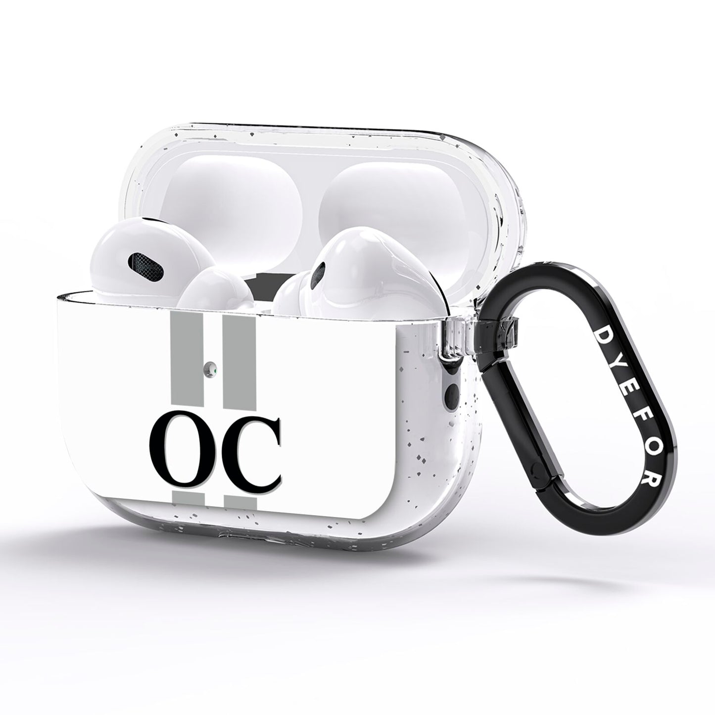 White Personalised Initials AirPods Pro Glitter Case Side Image