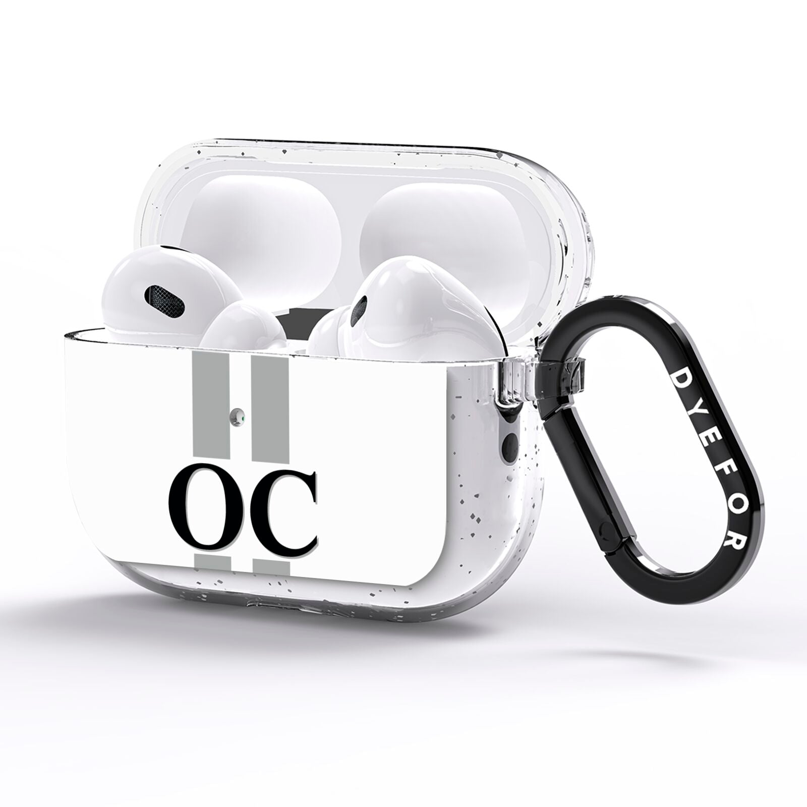 White Personalised Initials AirPods Pro Glitter Case Side Image