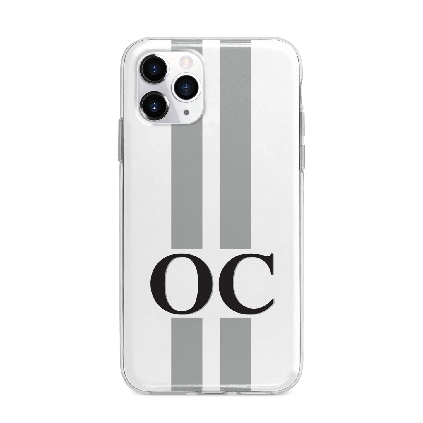 White Personalised Initials Apple iPhone 11 Pro Max in Silver with Bumper Case