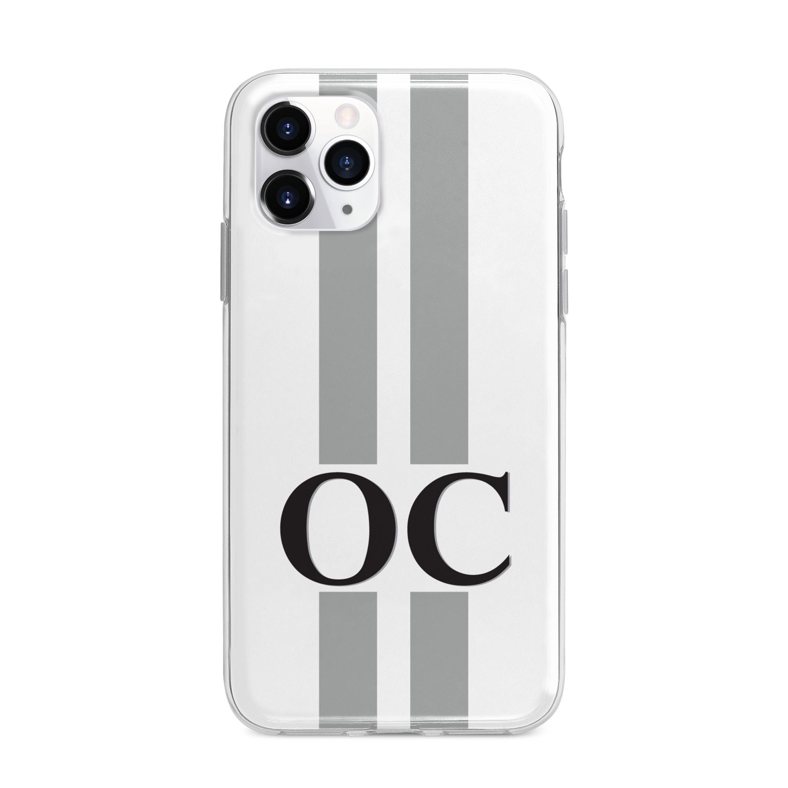 White Personalised Initials Apple iPhone 11 Pro in Silver with Bumper Case