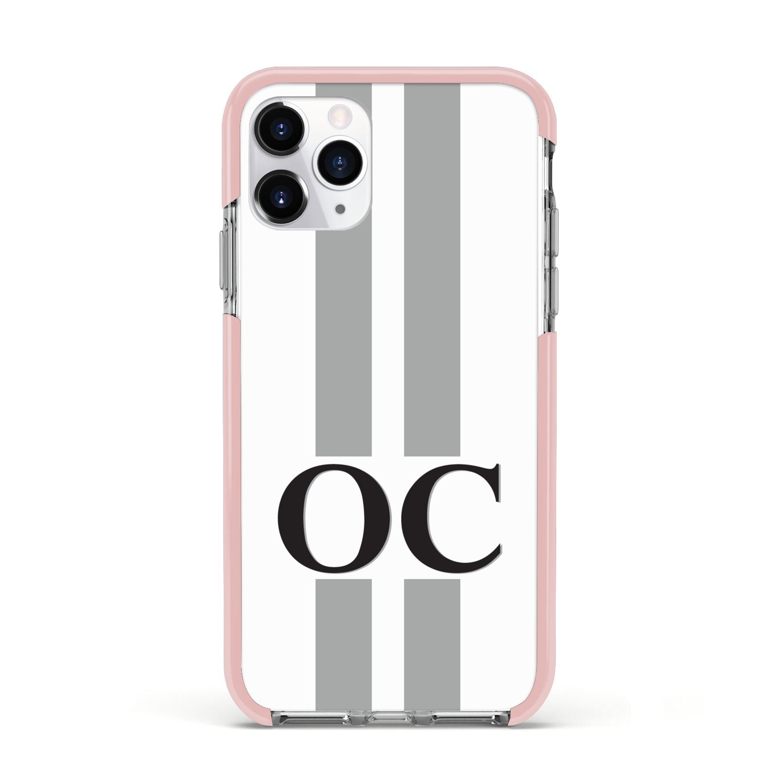 White Personalised Initials Apple iPhone 11 Pro in Silver with Pink Impact Case