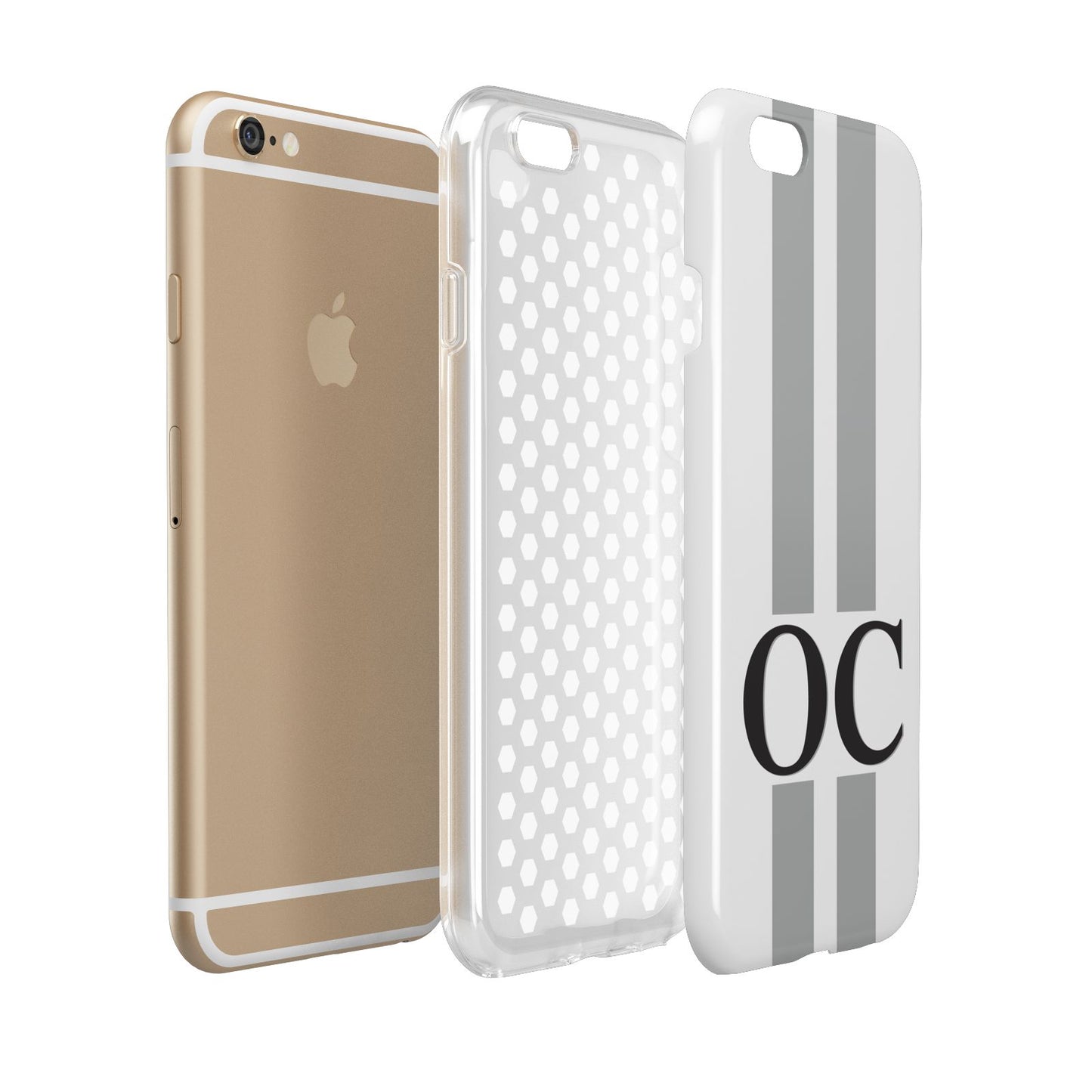 White Personalised Initials Apple iPhone 6 3D Tough Case Expanded view