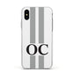 White Personalised Initials Apple iPhone Xs Impact Case White Edge on Silver Phone