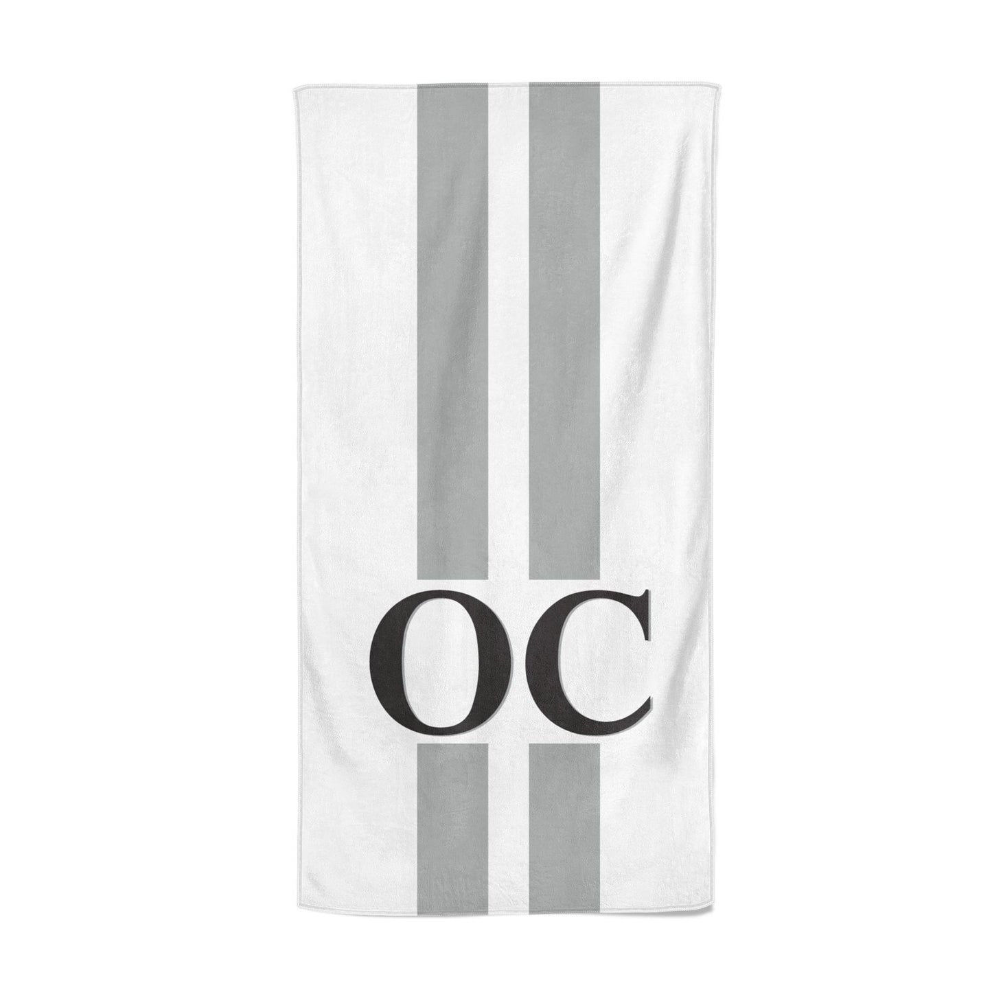 White Personalised Initials Beach Towel