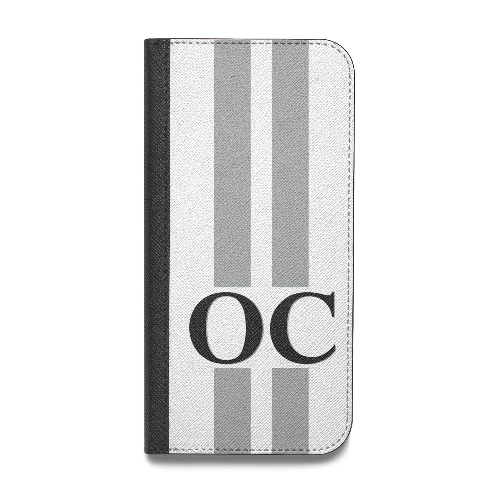 White Personalised Initials Vegan Leather Flip iPhone Case