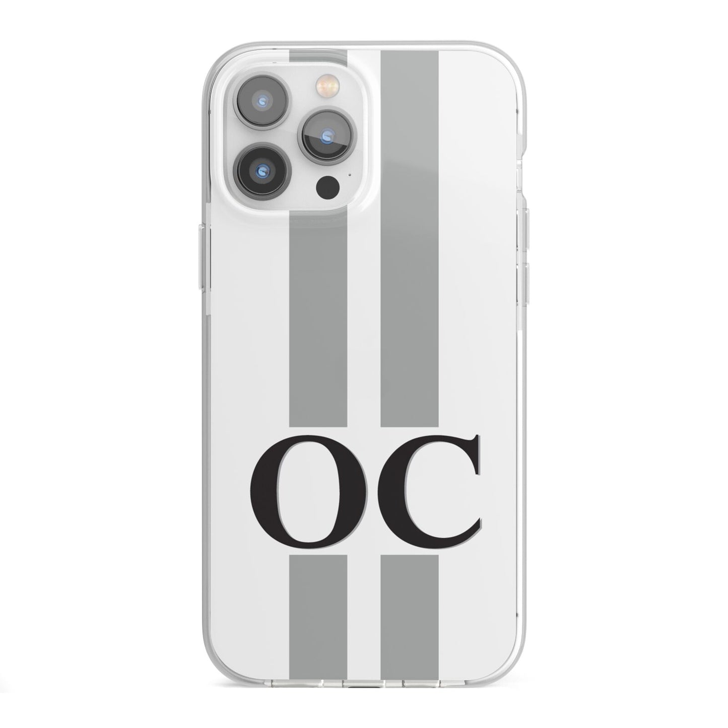 White Personalised Initials iPhone 13 Pro Max TPU Impact Case with White Edges