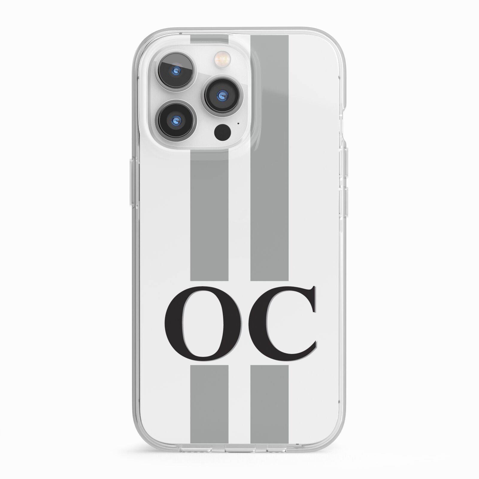 White Personalised Initials iPhone 13 Pro TPU Impact Case with White Edges