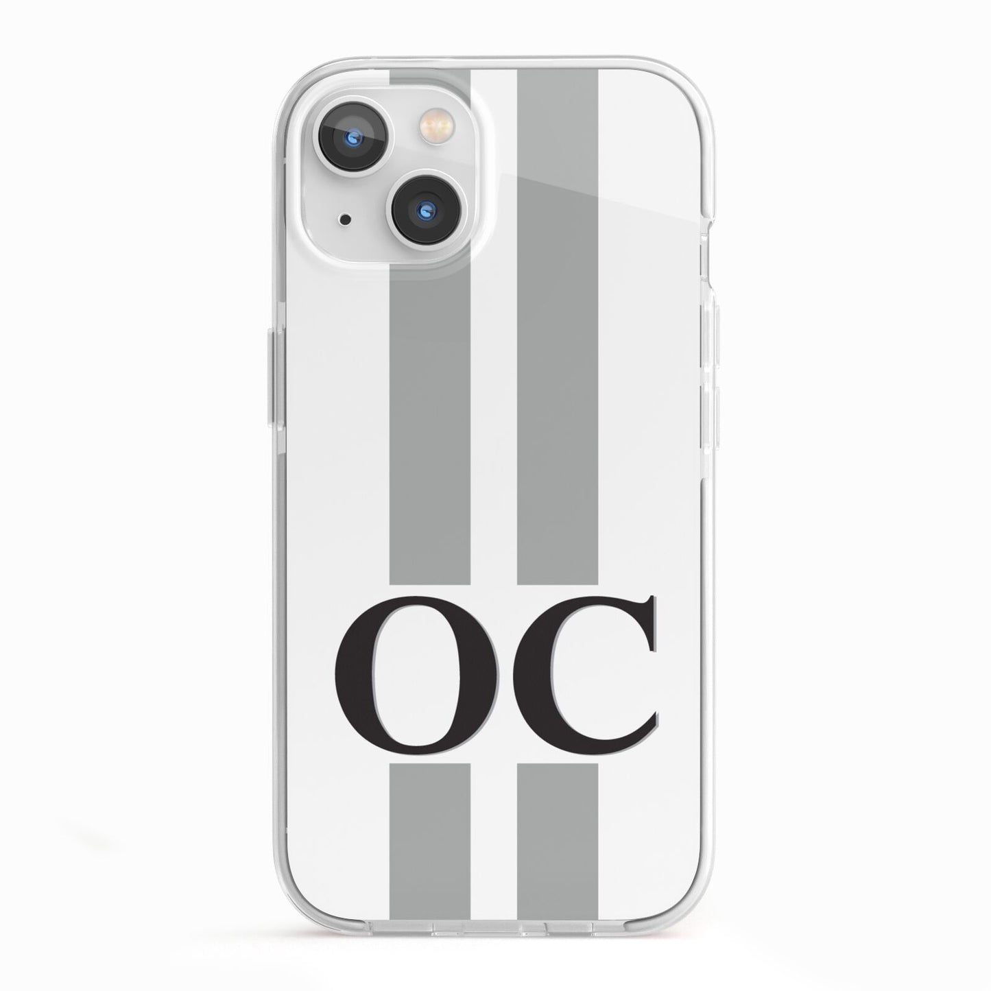 White Personalised Initials iPhone 13 TPU Impact Case with White Edges