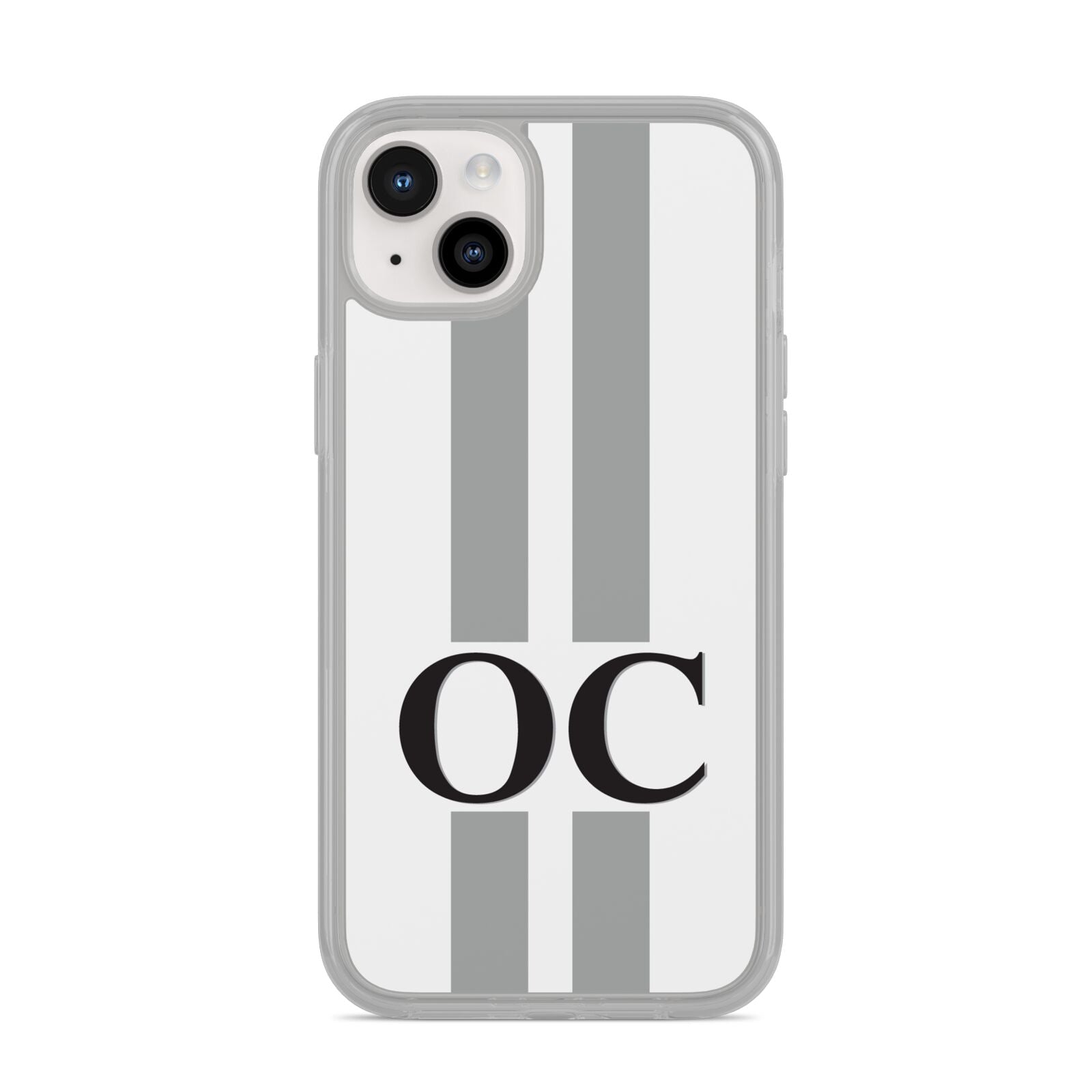 White Personalised Initials iPhone 14 Plus Clear Tough Case Starlight