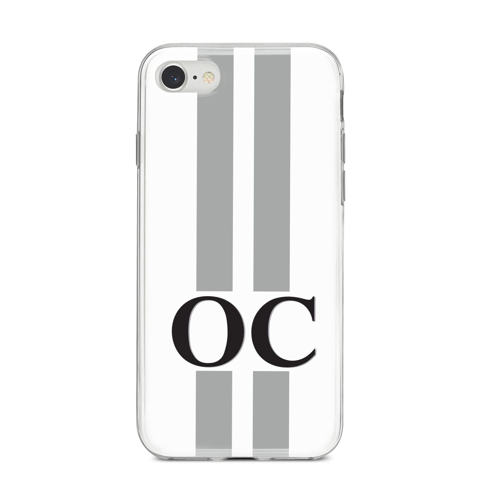 White Personalised Initials iPhone 8 Bumper Case on Silver iPhone