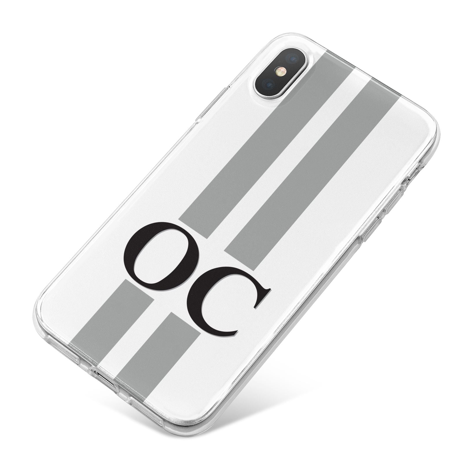 White Personalised Initials iPhone X Bumper Case on Silver iPhone