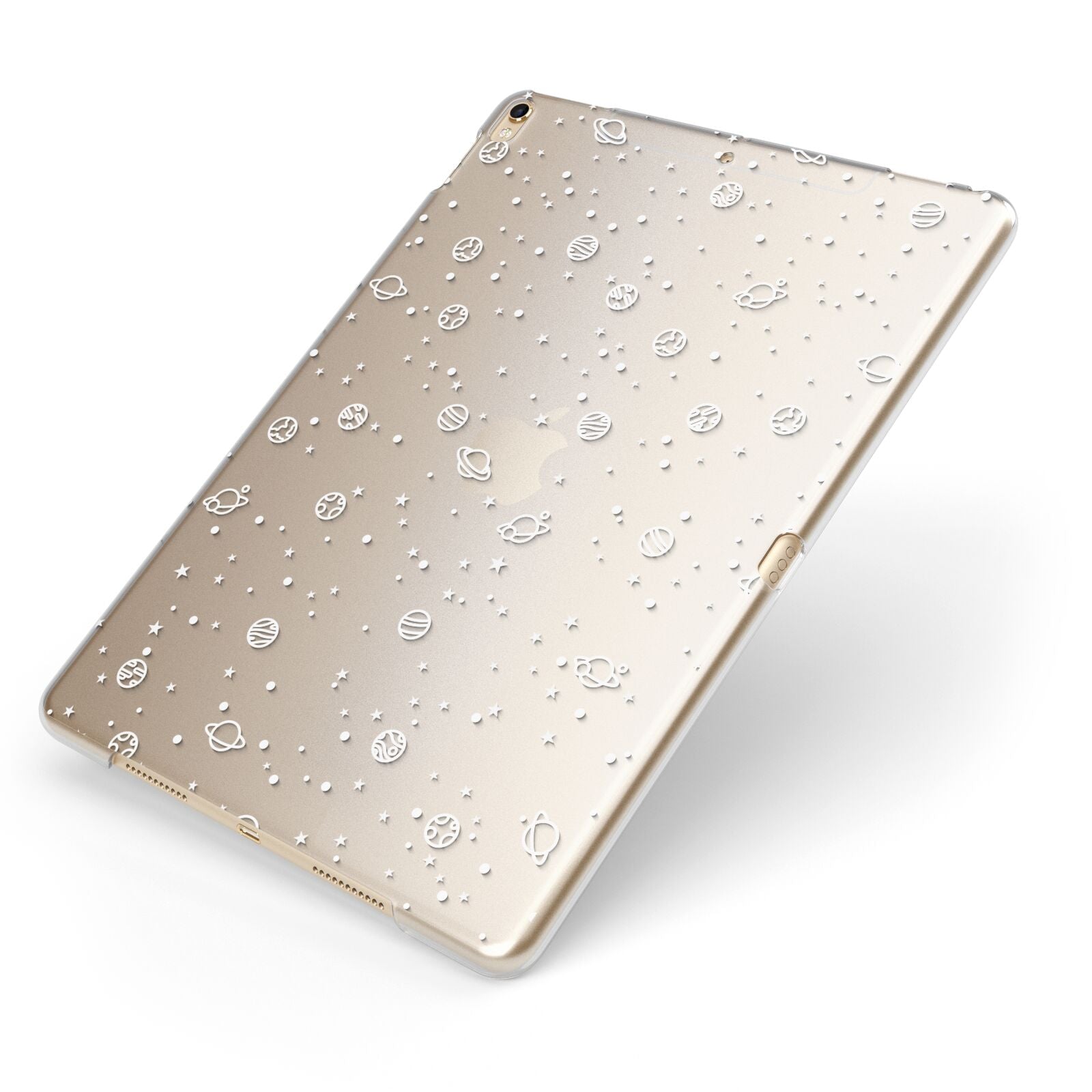 White Planets Apple iPad Case on Gold iPad Side View