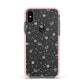 White Planets Apple iPhone Xs Impact Case Pink Edge on Black Phone
