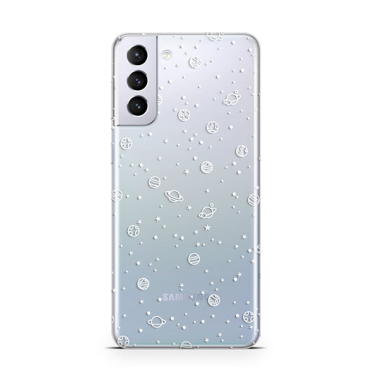 White Planets Samsung S21 Plus Phone Case