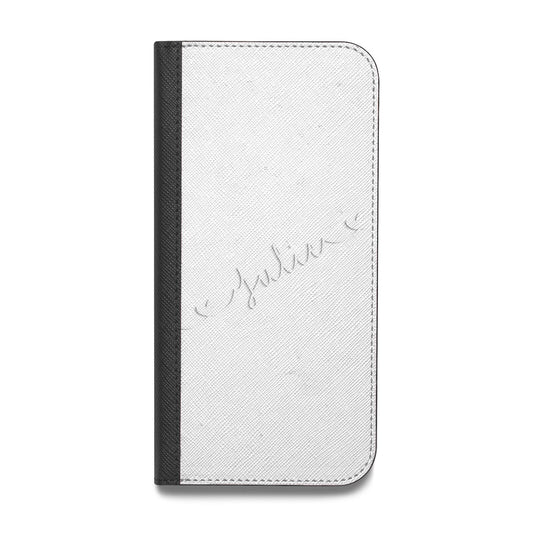 White Sloped Handwritten Name Vegan Leather Flip Samsung Case