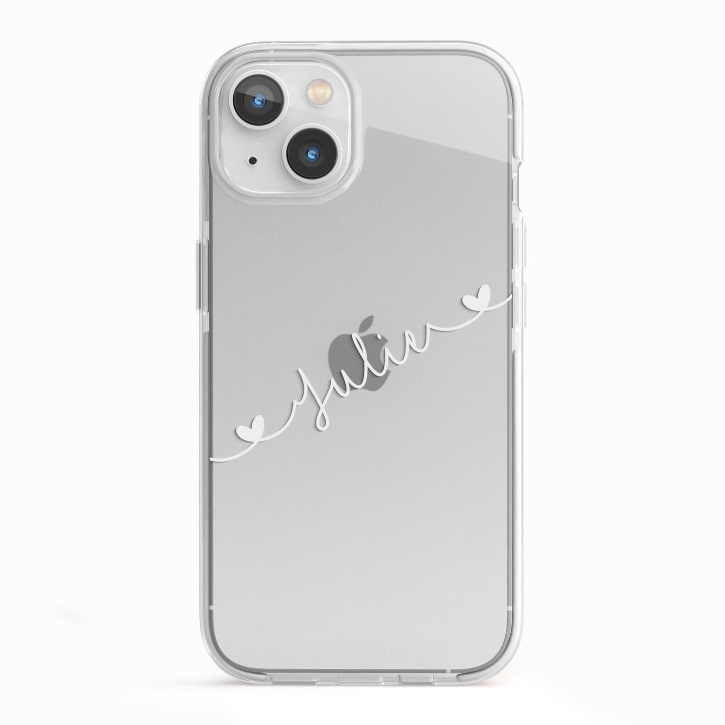 White Sloped Handwritten Name iPhone 13 TPU Impact Case with White Edges
