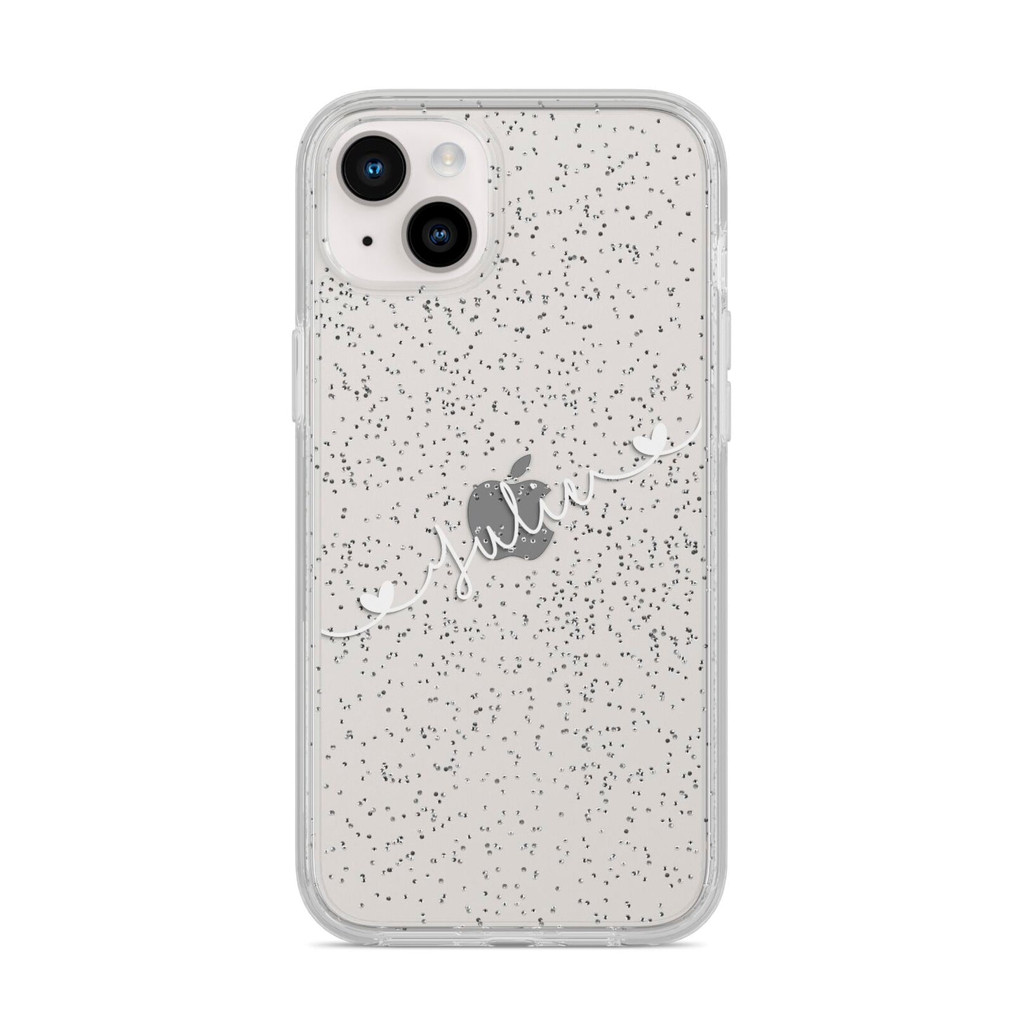 White Sloped Handwritten Name iPhone 14 Plus Glitter Tough Case Starlight