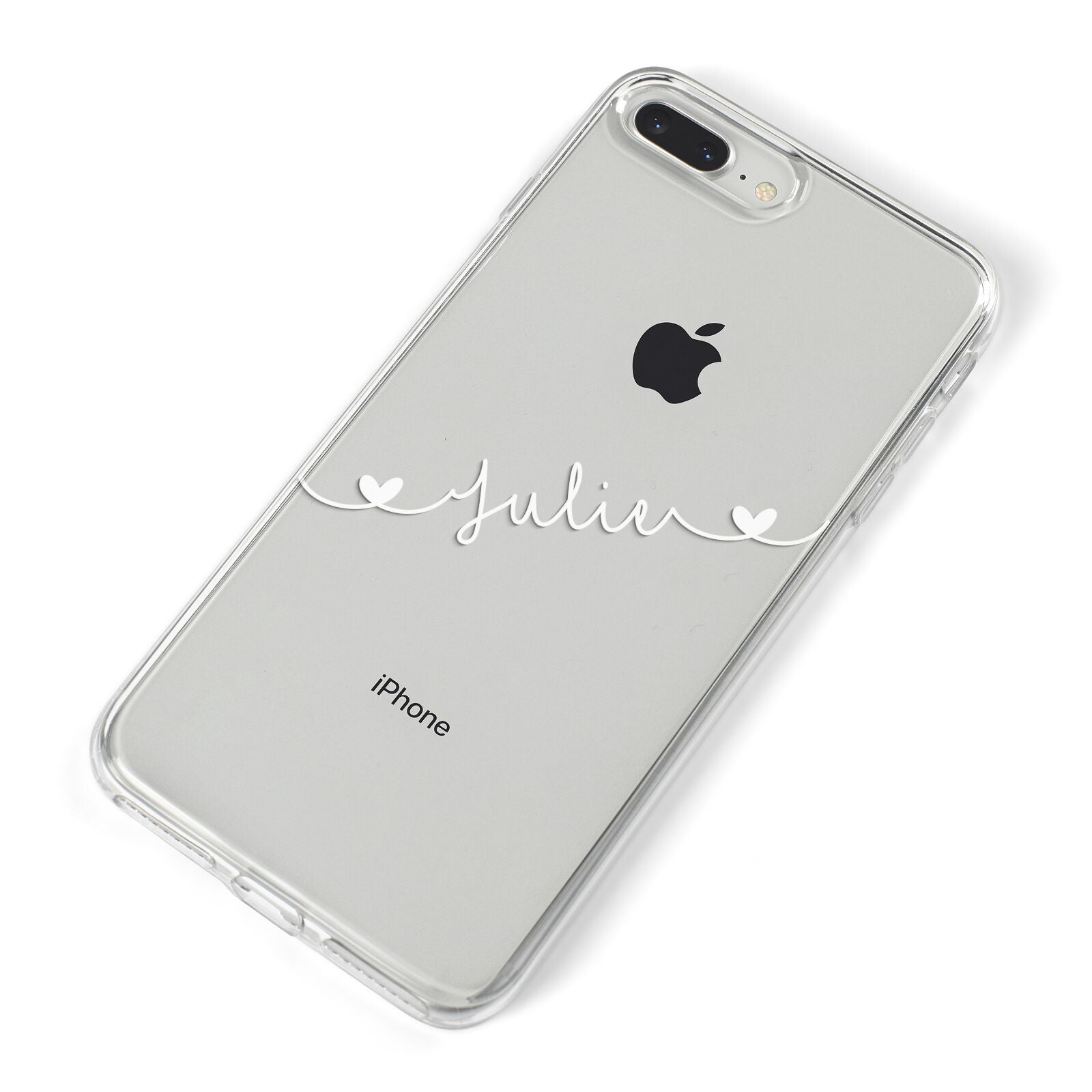 White Sloped Handwritten Name iPhone 8 Plus Bumper Case on Silver iPhone Alternative Image