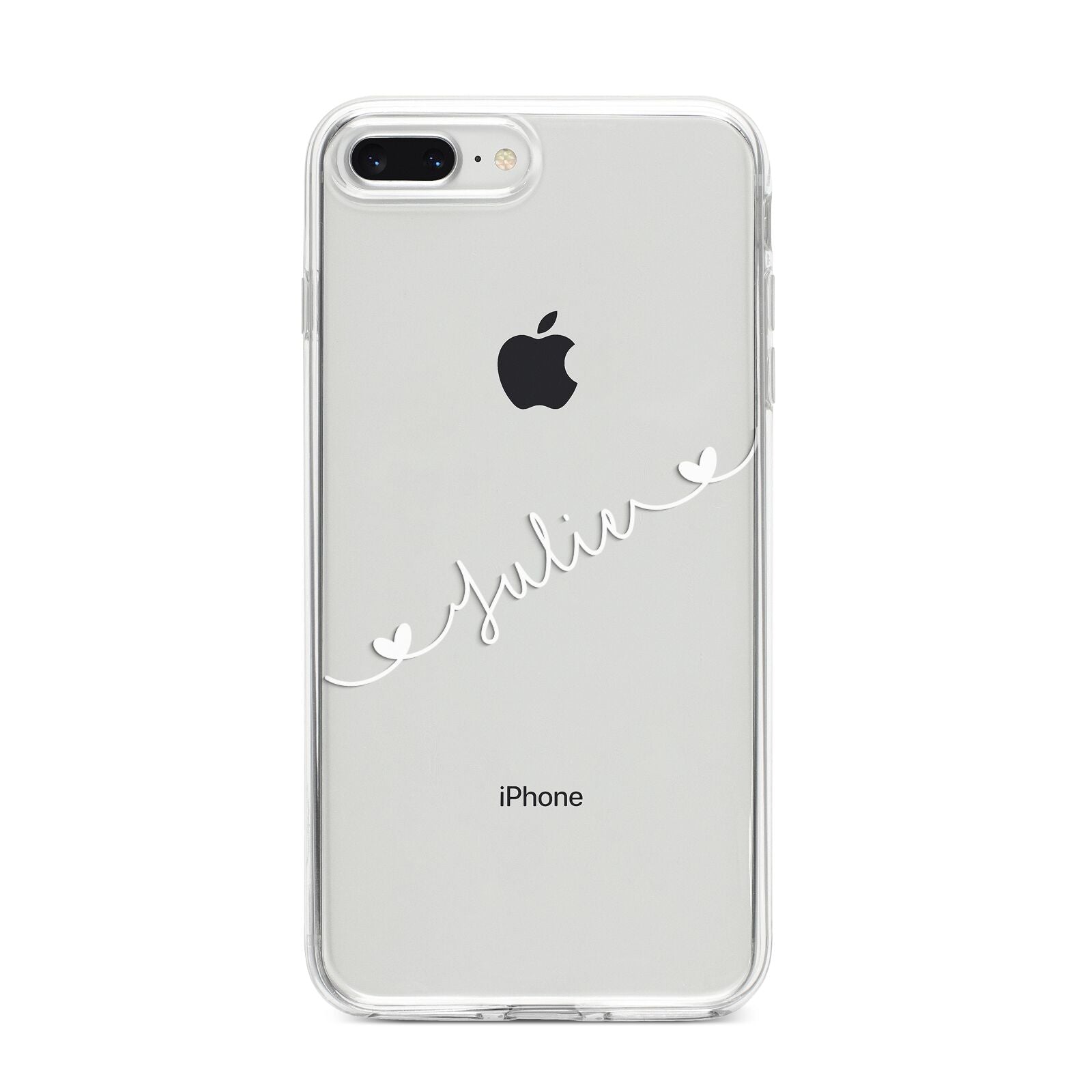 White Sloped Handwritten Name iPhone 8 Plus Bumper Case on Silver iPhone