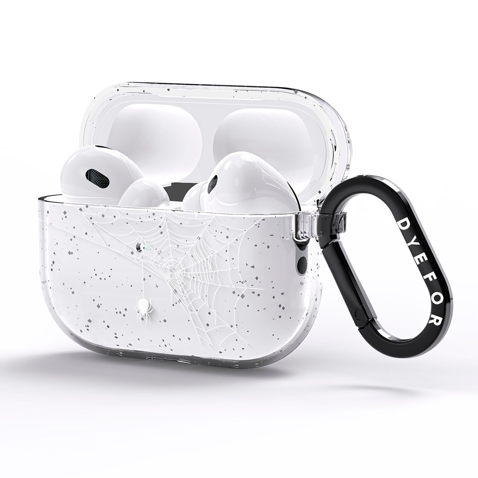 White Spiders Web with Transparent Background AirPods Pro Glitter Case Side Image