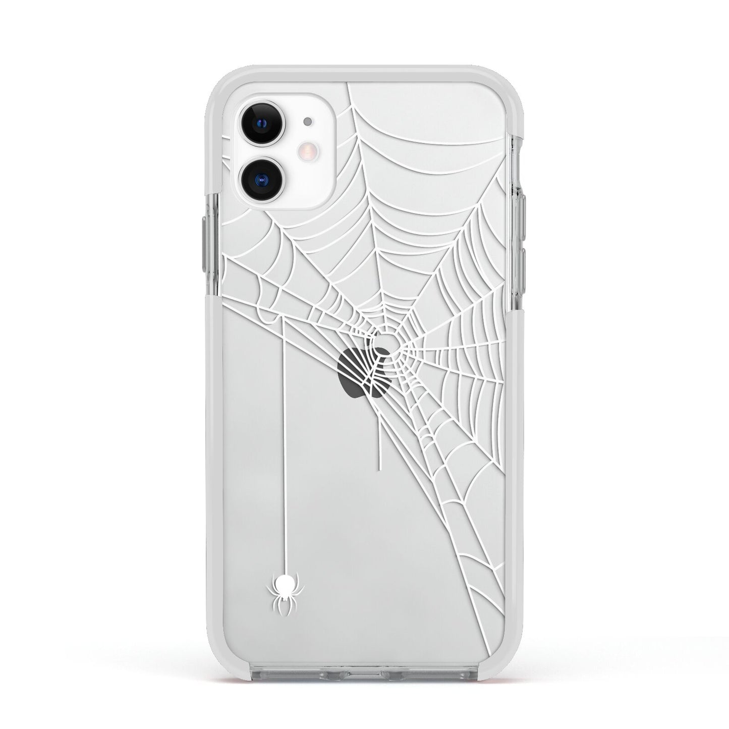 White Spiders Web with Transparent Background Apple iPhone 11 in White with White Impact Case