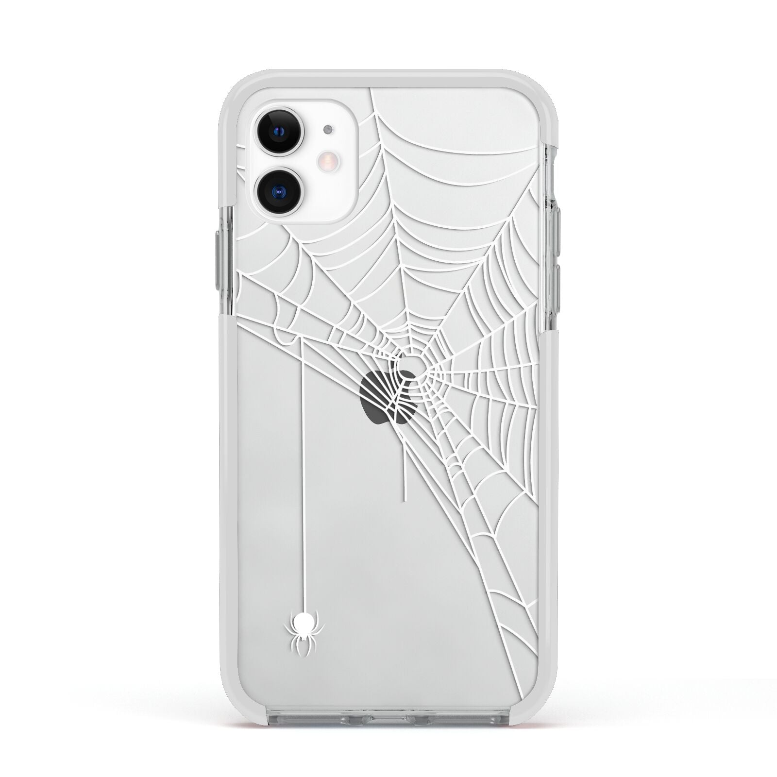 White Spiders Web with Transparent Background Apple iPhone 11 in White with White Impact Case