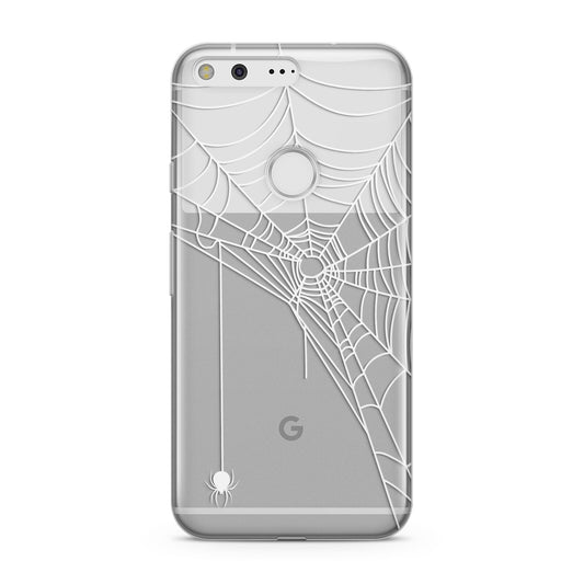 White Spiders Web with Transparent Background Google Pixel Case