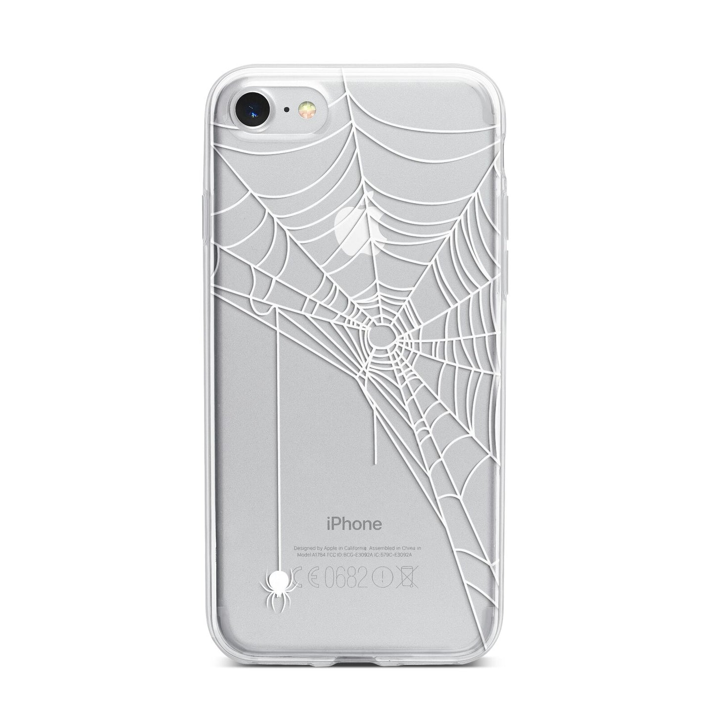 White Spiders Web with Transparent Background iPhone 7 Bumper Case on Silver iPhone