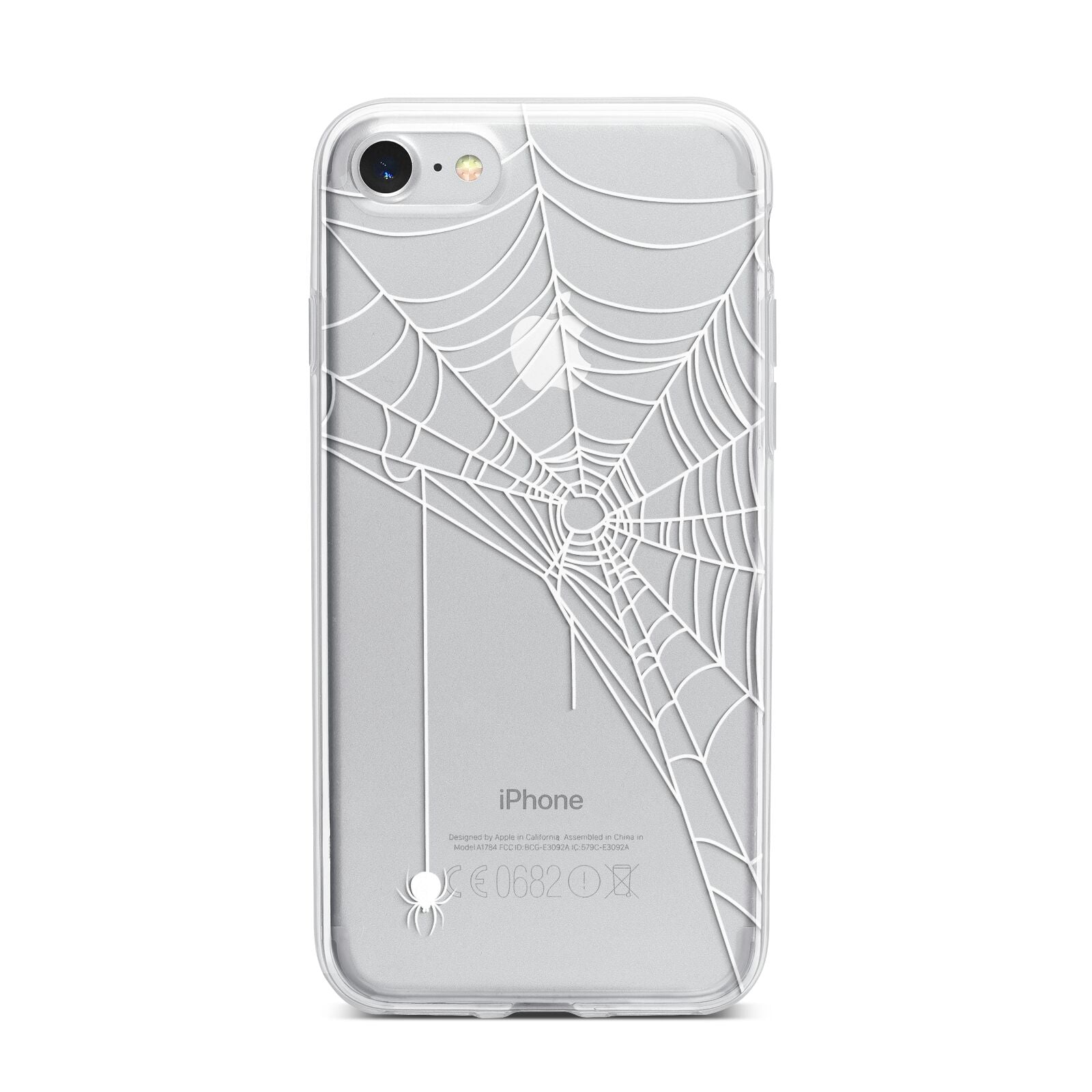 White Spiders Web with Transparent Background iPhone 7 Bumper Case on Silver iPhone
