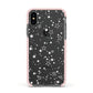 White Star Apple iPhone Xs Impact Case Pink Edge on Black Phone